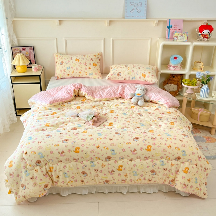 91家纺网 家纺一手货源 找家纺 贝扬思家纺 2025新款卡通牛奶绒豆豆绒抗菌被冬被被子被芯-奶豆 奶豆-卖萌修狗