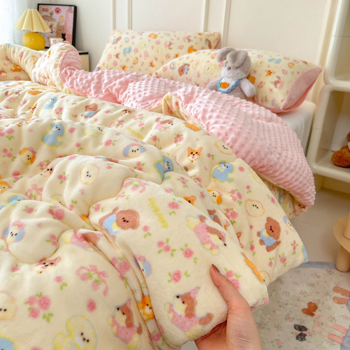 91家纺网 家纺一手货源 找家纺 贝扬思家纺 2025新款卡通牛奶绒豆豆绒抗菌被冬被被子被芯-奶豆 奶豆-卖萌修狗