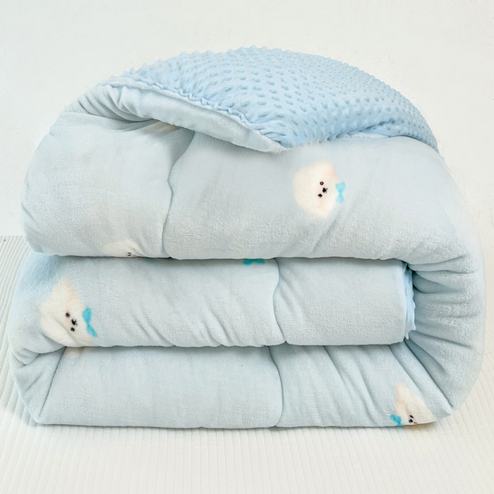贝扬思家纺 2025新款卡通牛奶绒豆豆绒抗菌被冬被被子被芯-奶豆 奶豆-绒绒小狗蓝
