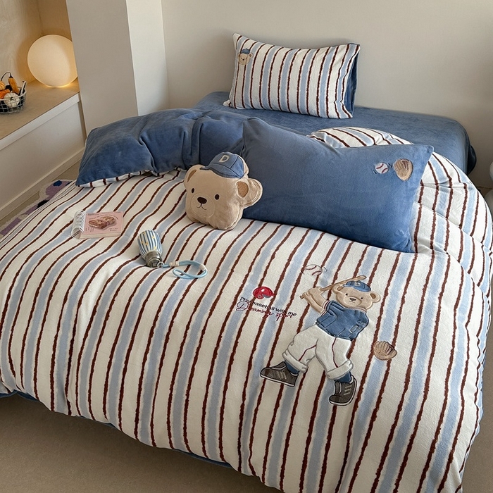 91家纺网 家纺一手货源 找家纺 （总）眠屿家纺 2025新款加厚牛奶绒贴布绣四件套