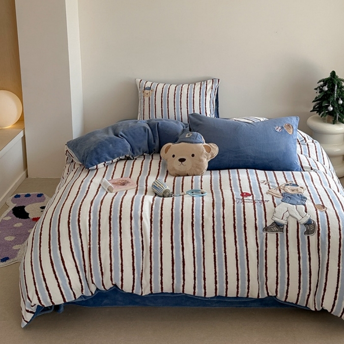 91家纺网 家纺一手货源 找家纺 （总）眠屿家纺 2025新款加厚牛奶绒贴布绣四件套