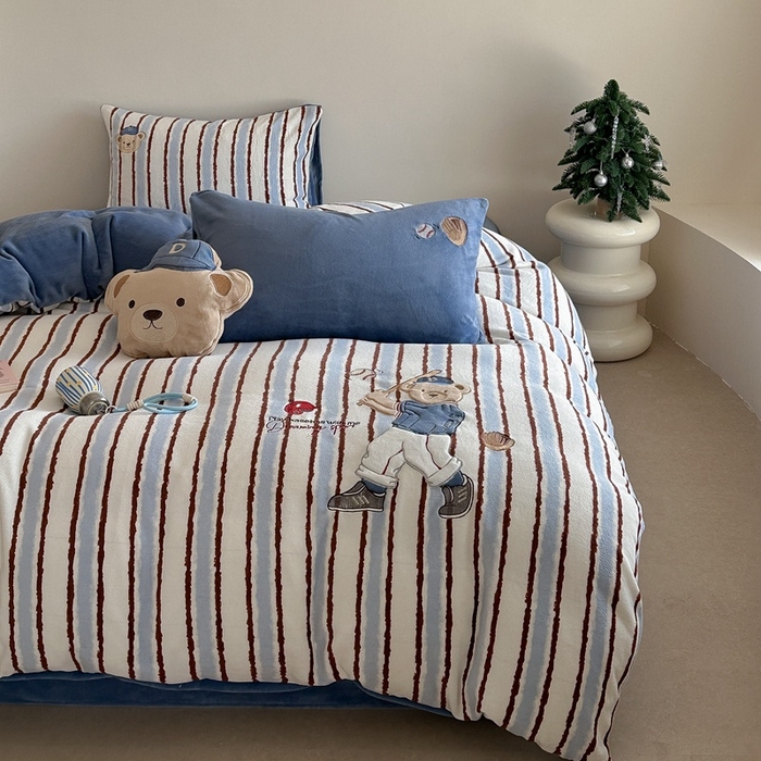 91家纺网 家纺一手货源 找家纺 （总）眠屿家纺 2025新款加厚牛奶绒贴布绣四件套