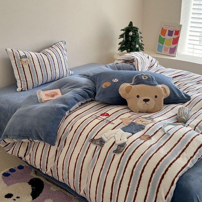 91家纺网 家纺一手货源 找家纺 （总）眠屿家纺 2025新款加厚牛奶绒贴布绣四件套