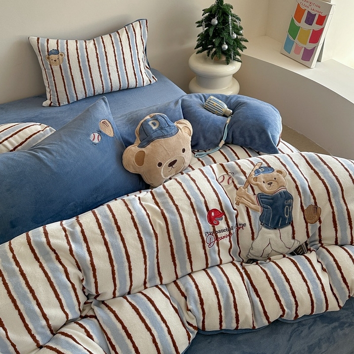 91家纺网 家纺一手货源 找家纺 （总）眠屿家纺 2025新款加厚牛奶绒贴布绣四件套