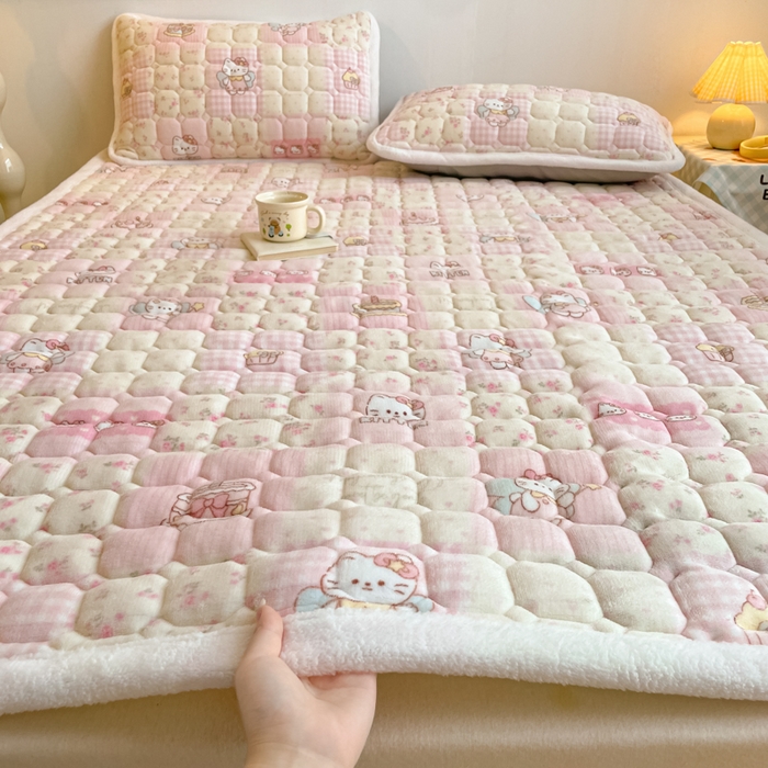 91家纺网 家纺一手货源 找家纺 （总）女子家纺 2025新款牛奶绒夹棉加厚床垫床褥