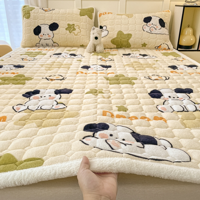 91家纺网 家纺一手货源 找家纺 （总）女子家纺 2025新款牛奶绒夹棉加厚床垫床褥