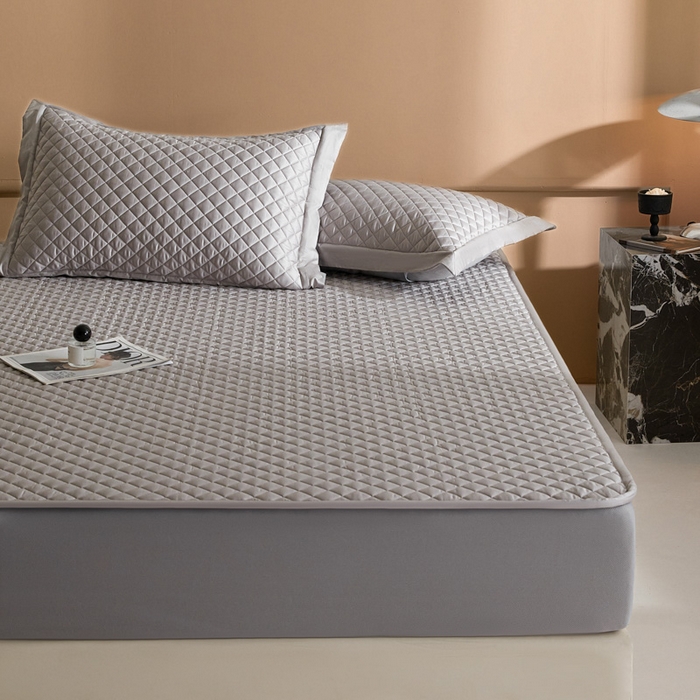 91家纺网 家纺一手货源 找家纺 （总）咏绒家纺工厂店 2025新品60S全棉长绒棉绗缝夹棉大豆纤维床垫床褥平铺款床笠款三件套