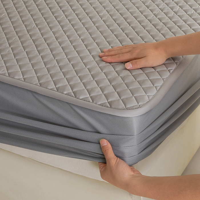 91家纺网 家纺一手货源 找家纺 （总）咏绒家纺工厂店 2025新品60S全棉长绒棉绗缝夹棉大豆纤维床垫床褥平铺款床笠款三件套