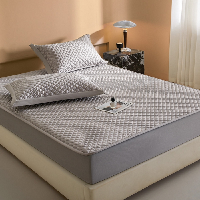 91家纺网 家纺一手货源 找家纺 （总）咏绒家纺工厂店 2025新品60S全棉长绒棉绗缝夹棉大豆纤维床垫床褥平铺款床笠款三件套