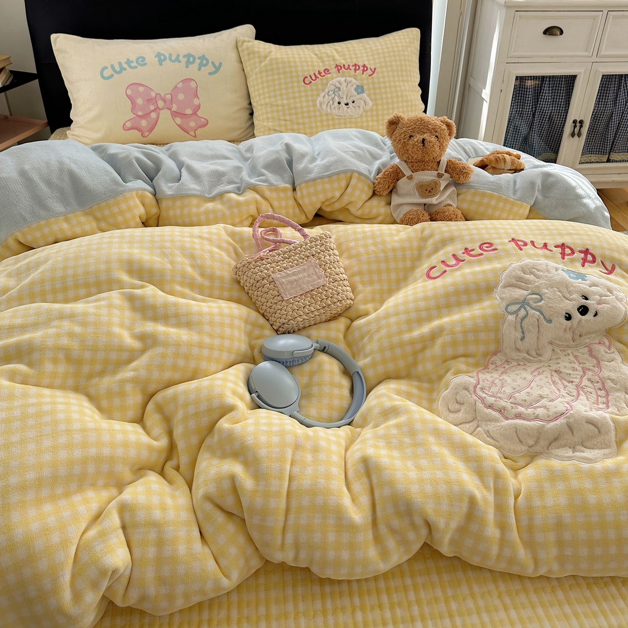 91家纺网 家纺一手货源 找家纺 （总）觅糖家纺 2025新款大版卡通牛奶绒床盖四件套