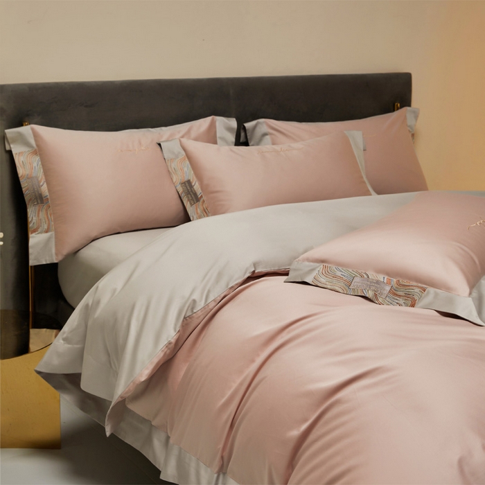 91家纺网 家纺一手货源 找家纺 （总）咏绒家纺工厂店 2025新款100支澳棉纯棉CR工艺极简轻奢刺绣四件套-极光系列