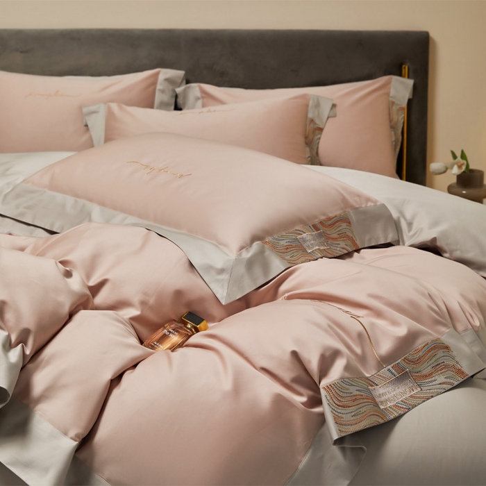 91家纺网 家纺一手货源 找家纺 （总）咏绒家纺工厂店 2025新款100支澳棉纯棉CR工艺极简轻奢刺绣四件套-极光系列