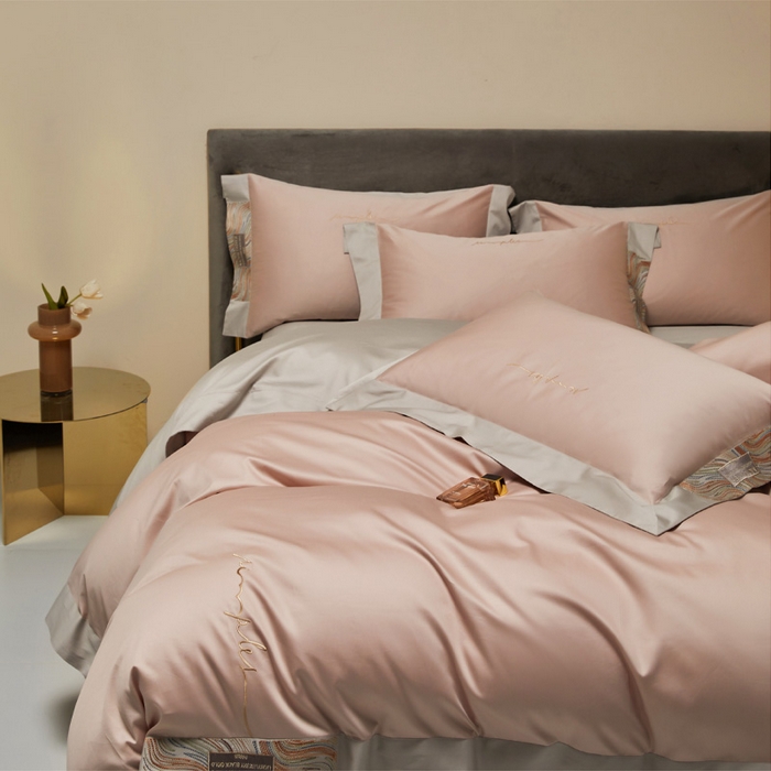 91家纺网 家纺一手货源 找家纺 （总）咏绒家纺工厂店 2025新款100支澳棉纯棉CR工艺极简轻奢刺绣四件套-极光系列