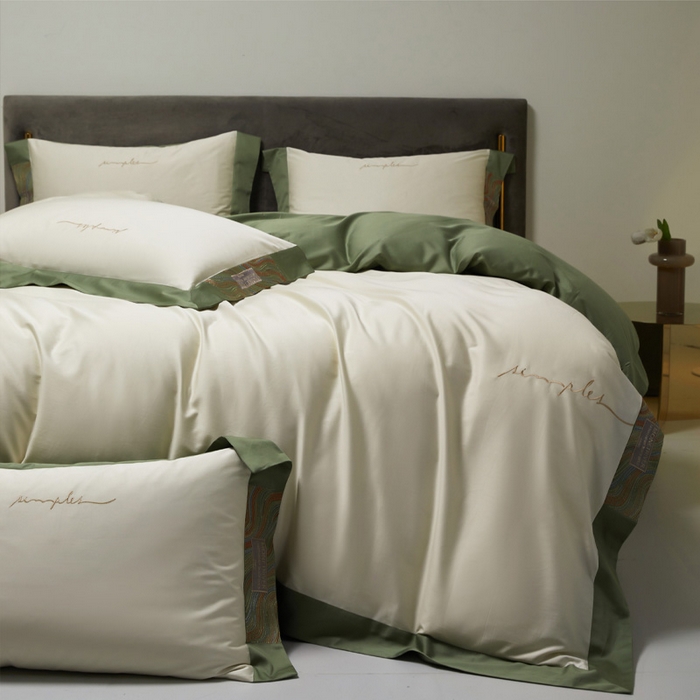 91家纺网 家纺一手货源 找家纺 （总）咏绒家纺工厂店 2025新款100支澳棉纯棉CR工艺极简轻奢刺绣四件套-极光系列