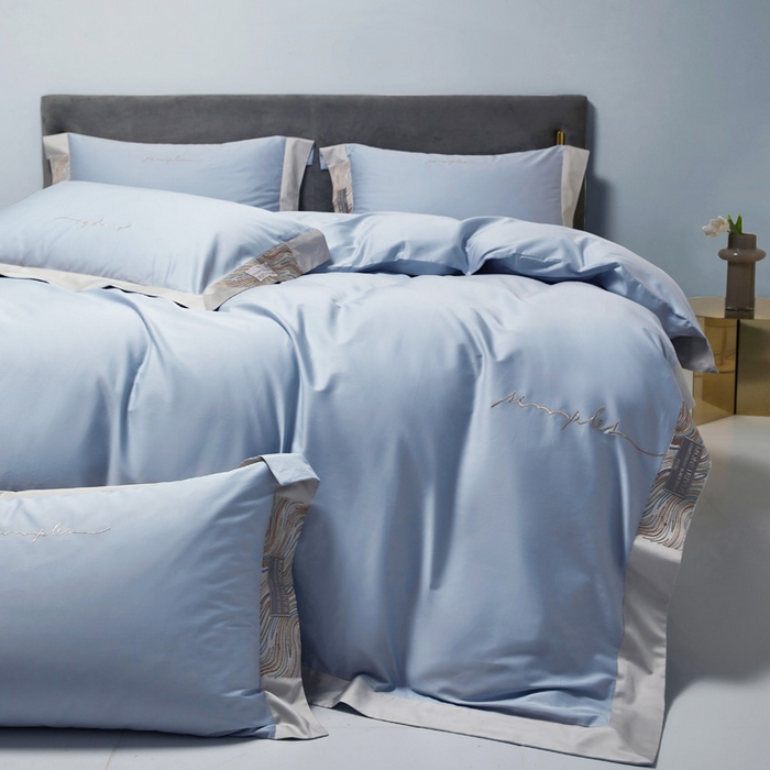 91家纺网 家纺一手货源 找家纺 （总）咏绒家纺工厂店 2025新款100支澳棉纯棉CR工艺极简轻奢刺绣四件套-极光系列