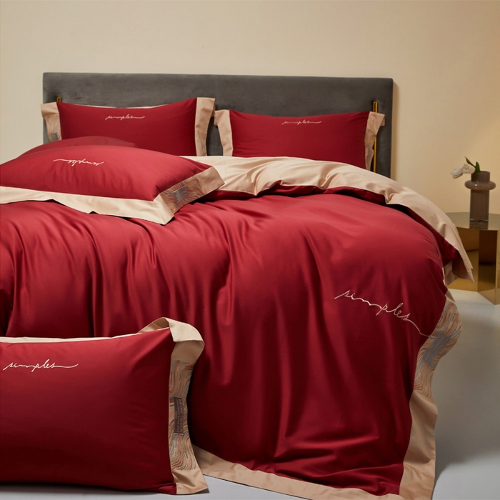 91家纺网 家纺一手货源 找家纺 （总）咏绒家纺工厂店 2025新款100支澳棉纯棉CR工艺极简轻奢刺绣四件套-极光系列