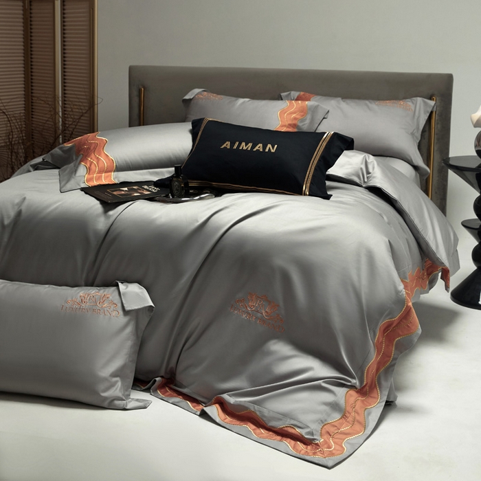 91家纺网 家纺一手货源 找家纺 （总）咏绒家纺工厂店 2025新款100支澳棉纯棉CR工艺极简轻奢刺绣四件套-卡佩拉系列