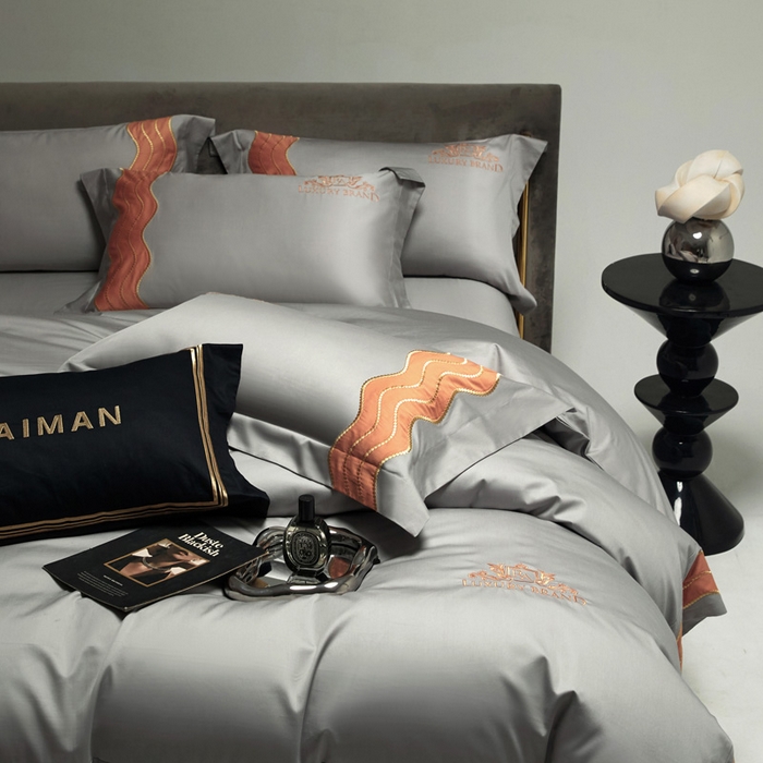 91家纺网 家纺一手货源 找家纺 （总）咏绒家纺工厂店 2025新款100支澳棉纯棉CR工艺极简轻奢刺绣四件套-卡佩拉系列