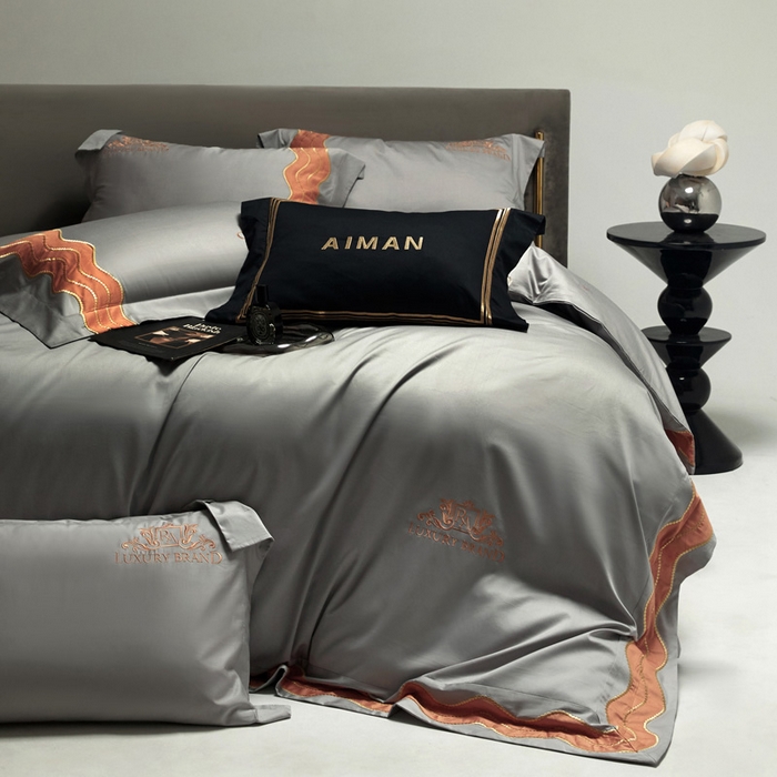 91家纺网 家纺一手货源 找家纺 （总）咏绒家纺工厂店 2025新款100支澳棉纯棉CR工艺极简轻奢刺绣四件套-卡佩拉系列