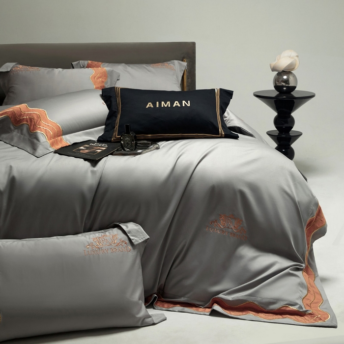 91家纺网 家纺一手货源 找家纺 （总）咏绒家纺工厂店 2025新款100支澳棉纯棉CR工艺极简轻奢刺绣四件套-卡佩拉系列