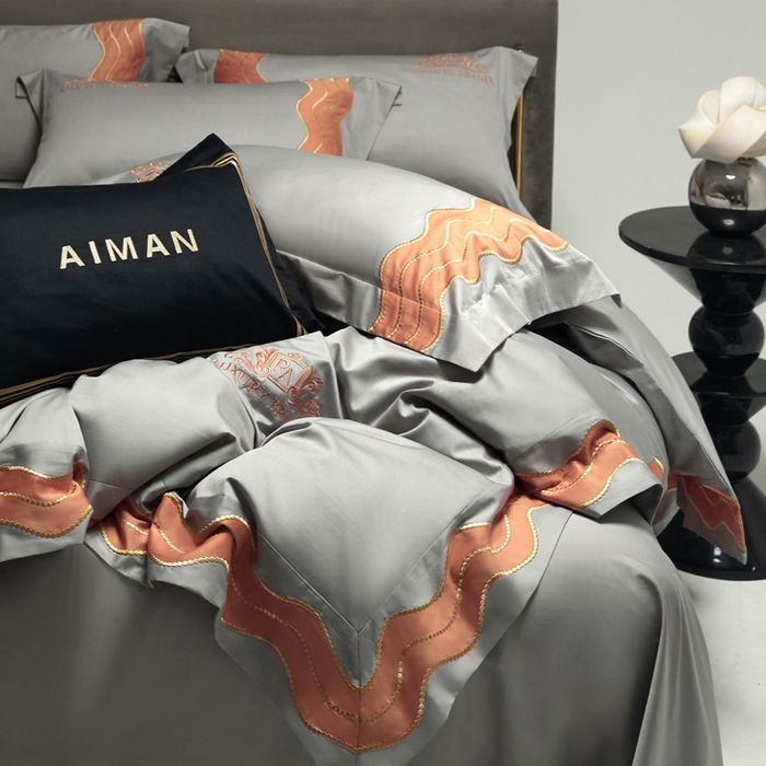 91家纺网 家纺一手货源 找家纺 （总）咏绒家纺工厂店 2025新款100支澳棉纯棉CR工艺极简轻奢刺绣四件套-卡佩拉系列