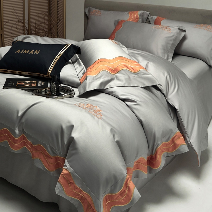 91家纺网 家纺一手货源 找家纺 （总）咏绒家纺工厂店 2025新款100支澳棉纯棉CR工艺极简轻奢刺绣四件套-卡佩拉系列