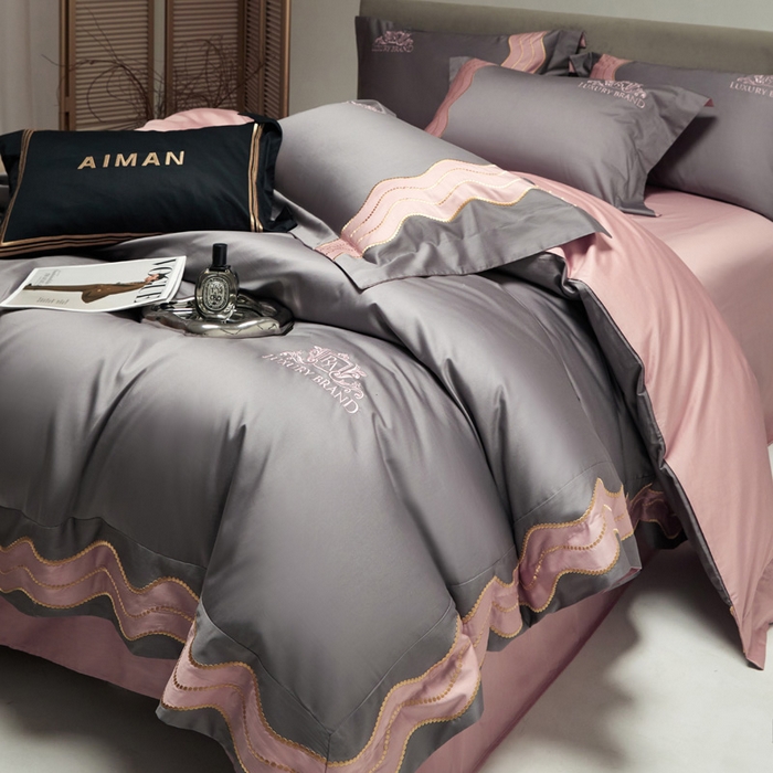 91家纺网 家纺一手货源 找家纺 （总）咏绒家纺工厂店 2025新款100支澳棉纯棉CR工艺极简轻奢刺绣四件套-卡佩拉系列