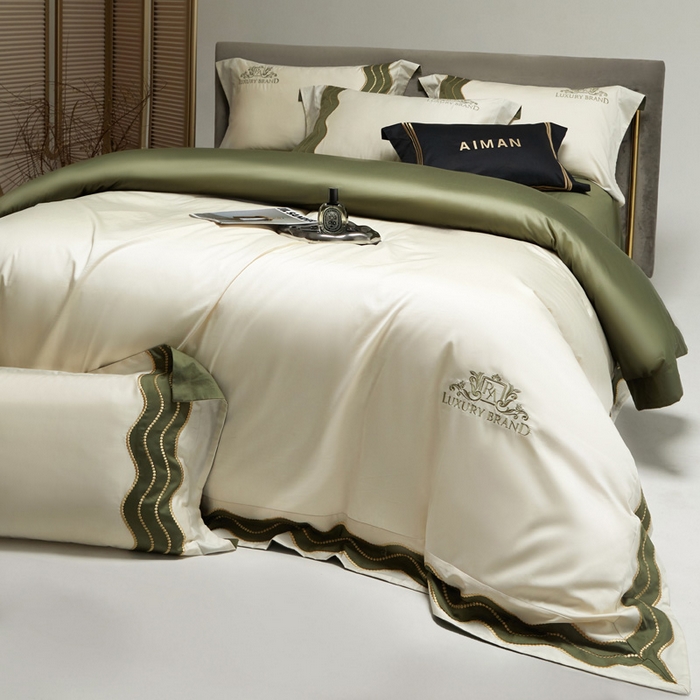 91家纺网 家纺一手货源 找家纺 咏绒家纺工厂店 2025新款100支澳棉纯棉CR工艺极简轻奢刺绣四件套-卡佩拉系列 卡佩拉-奶昔白