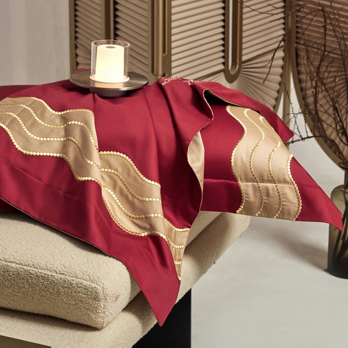 91家纺网 家纺一手货源 找家纺 咏绒家纺工厂店 2025新款100支澳棉纯棉CR工艺极简轻奢刺绣四件套-卡佩拉系列 卡佩拉-千禧红