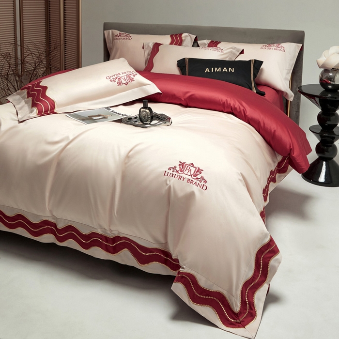 91家纺网 家纺一手货源 找家纺 咏绒家纺工厂店 2025新款100支澳棉纯棉CR工艺极简轻奢刺绣四件套-卡佩拉系列 卡佩拉-山茶粉