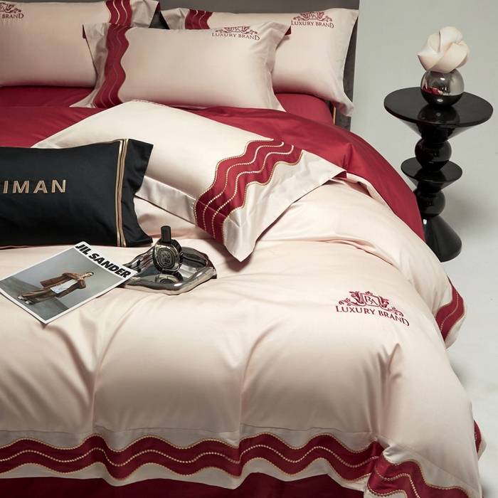 91家纺网 家纺一手货源 找家纺 咏绒家纺工厂店 2025新款100支澳棉纯棉CR工艺极简轻奢刺绣四件套-卡佩拉系列 卡佩拉-山茶粉