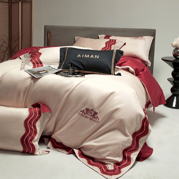 91家纺网 家纺一手货源 找家纺 咏绒家纺工厂店 2025新款100支澳棉纯棉CR工艺极简轻奢刺绣四件套-卡佩拉系列 卡佩拉-山茶粉