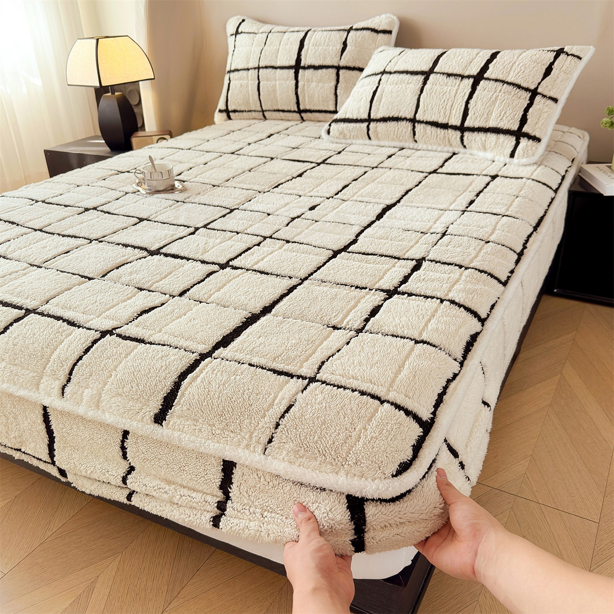 91家纺网 家纺一手货源 找家纺 （总）天之澜 2024新款植物羊绒简约斜纹磨毛四件套