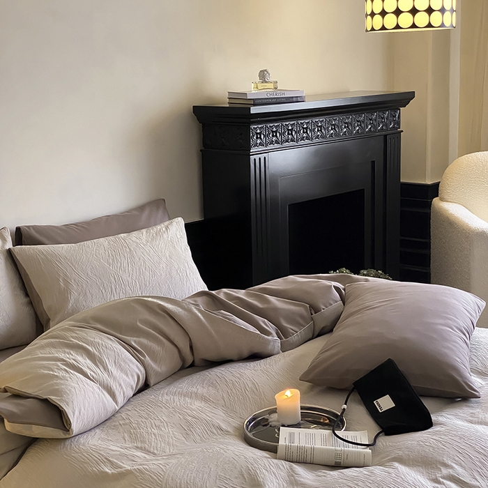 91家纺网 家纺一手货源 找家纺 （总）咏绒家纺工厂店 2025新款色织空气大提花磨毛四件套-月岛弥生