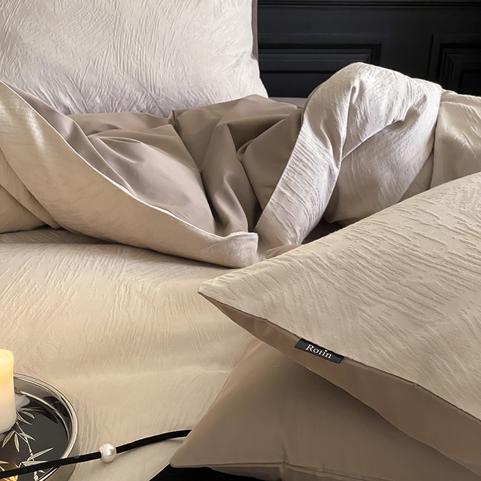 91家纺网 家纺一手货源 找家纺 （总）咏绒家纺工厂店 2025新款色织空气大提花磨毛四件套-月岛弥生