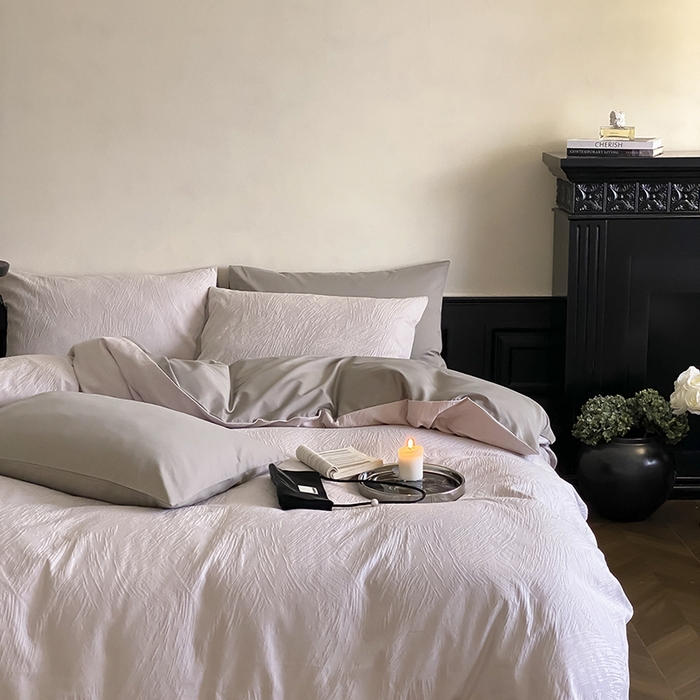 91家纺网 家纺一手货源 找家纺 （总）咏绒家纺工厂店 2025新款色织空气大提花磨毛四件套-月岛弥生