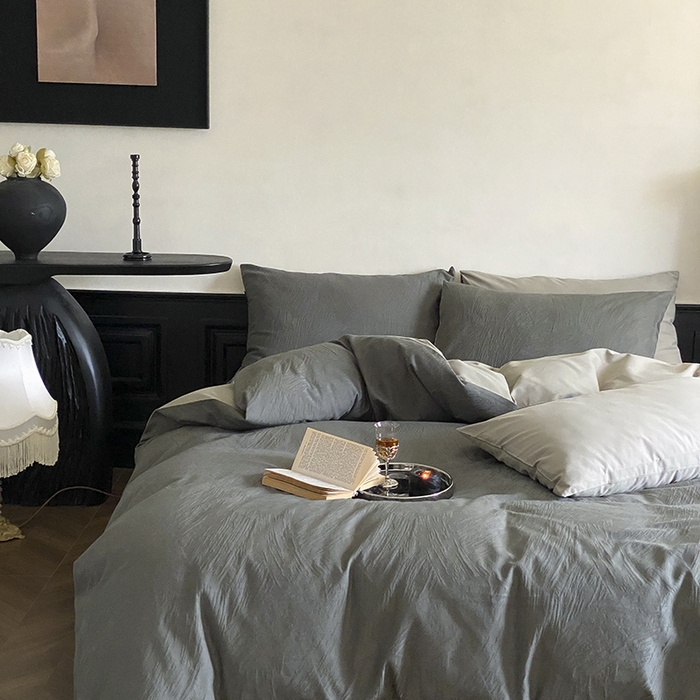 91家纺网 家纺一手货源 找家纺 咏绒家纺工厂店 2025新款色织空气大提花磨毛四件套-月岛弥生 月岛弥生-暮云灰绿