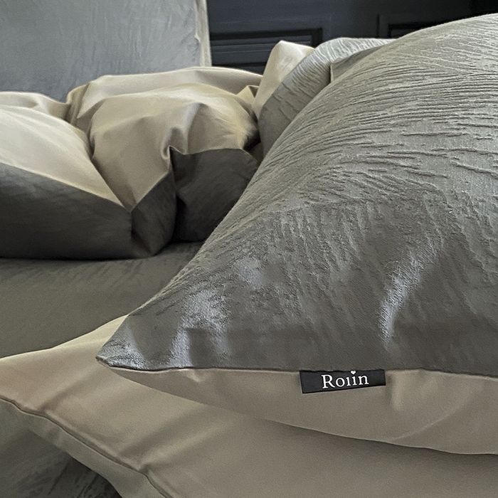 91家纺网 家纺一手货源 找家纺 咏绒家纺工厂店 2025新款色织空气大提花磨毛四件套-月岛弥生 月岛弥生-暮云灰绿