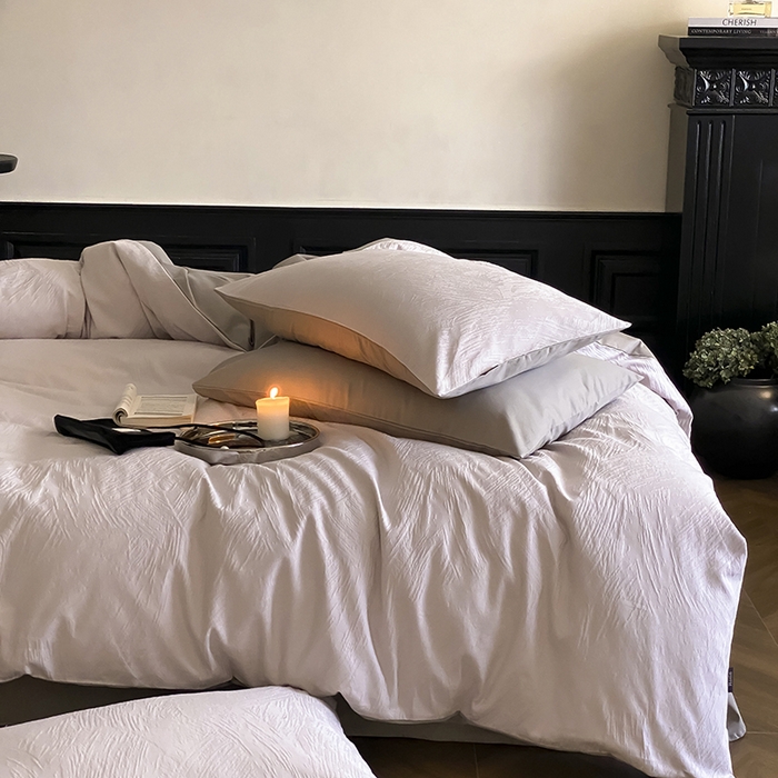 91家纺网 家纺一手货源 找家纺 咏绒家纺工厂店 2025新款色织空气大提花磨毛四件套-月岛弥生 月岛弥生-杏仁烤奶