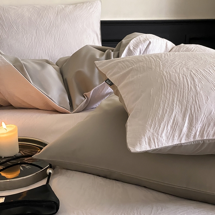 91家纺网 家纺一手货源 找家纺 咏绒家纺工厂店 2025新款色织空气大提花磨毛四件套-月岛弥生 月岛弥生-杏仁烤奶