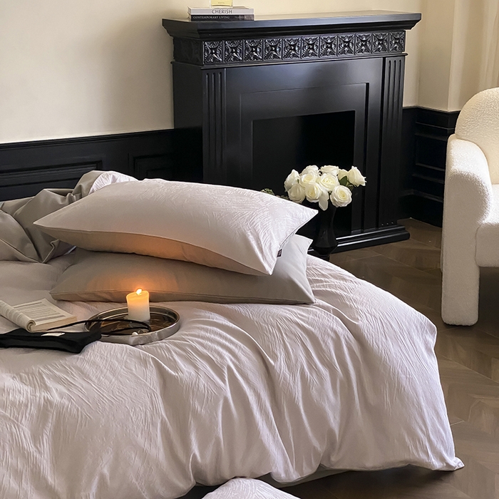 91家纺网 家纺一手货源 找家纺 咏绒家纺工厂店 2025新款色织空气大提花磨毛四件套-月岛弥生 月岛弥生-杏仁烤奶