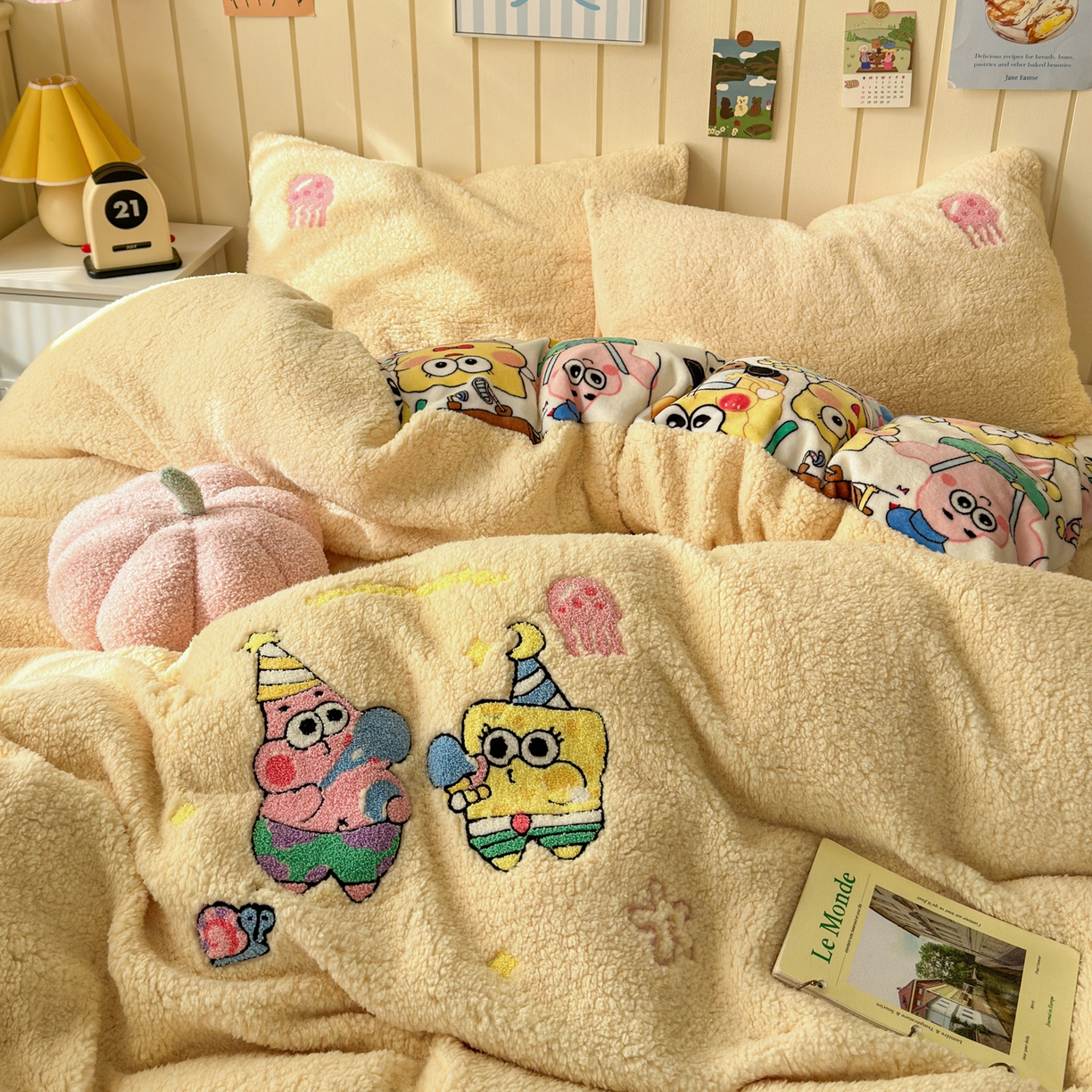 91家纺网 家纺一手货源 找家纺 （总）乐童家纺 2025新款高克重羊羔毛毛巾绣四件套-圣诞小狗