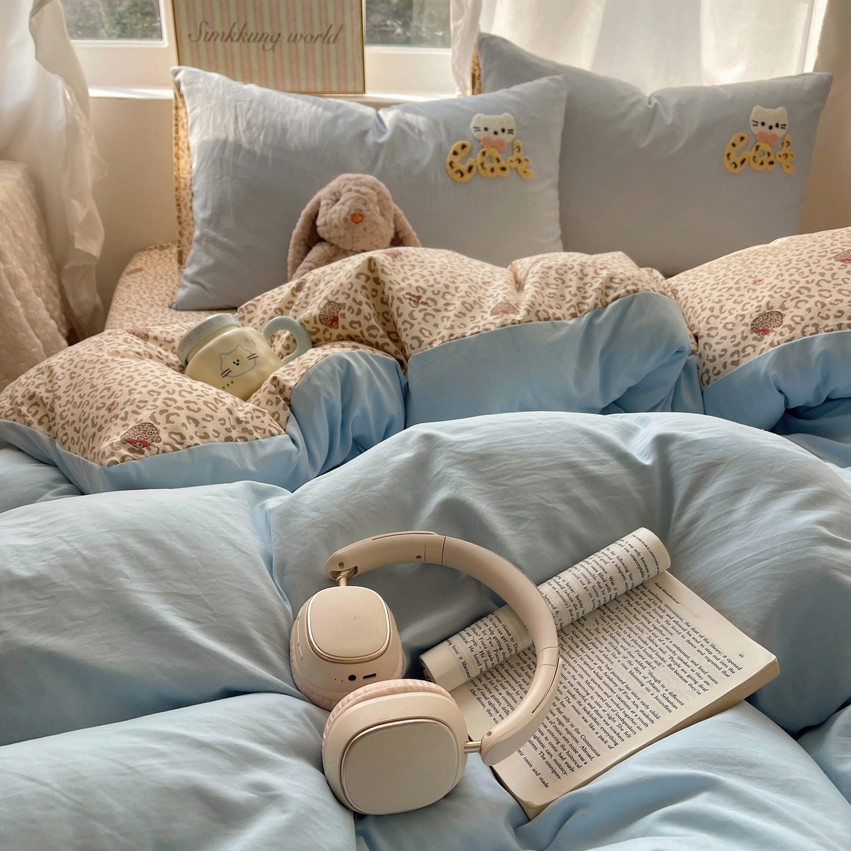 91家纺网 家纺一手货源 找家纺 凯洛奇 2026新款A类卡通豹纹毛巾绣软糯糯水洗棉四件套（提供买家秀） 豹纹萌宠