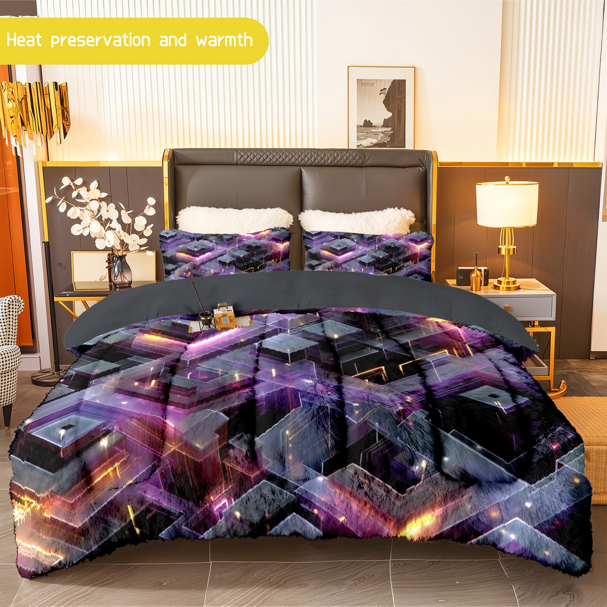 合纵跨境工厂 一件定制pod模式jit跨境180G牛奶绒被子三件套一件代发temu希音集采shein亚马逊24h发 015923384