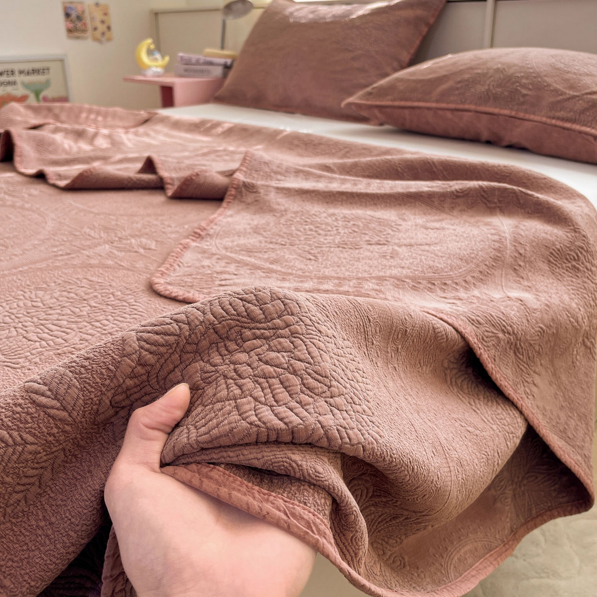 91家纺网 家纺一手货源 找家纺 （总）源舜家纺 2026新款全棉大提花砂洗床盖三件套—花开富贵大圆满系列