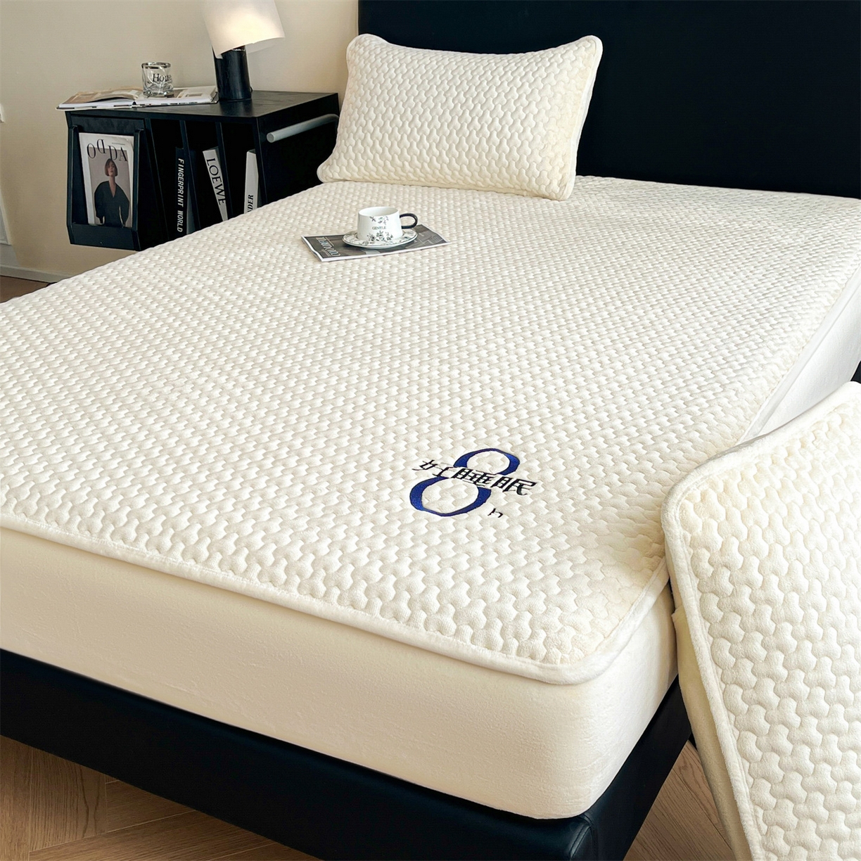 91家纺网 家纺一手货源 找家纺 （总）居眠 2025新款绒-时安-牛奶绒夹棉床笠