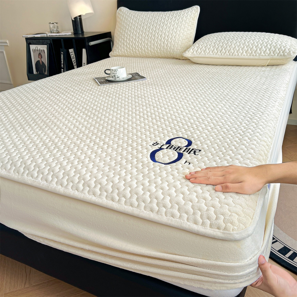 91家纺网 家纺一手货源 找家纺 （总）居眠 2025新款绒-时安-牛奶绒夹棉床笠