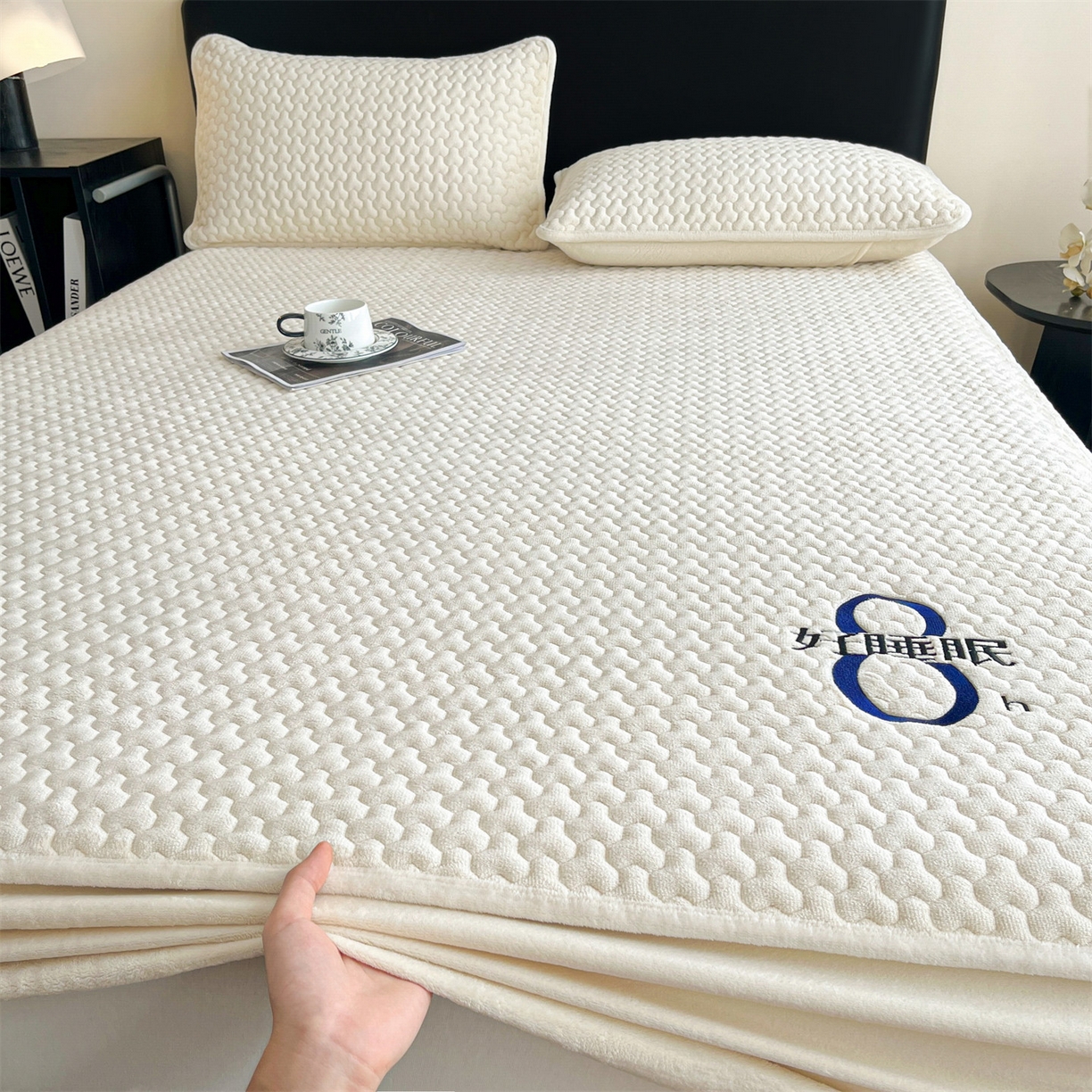91家纺网 家纺一手货源 找家纺 （总）居眠 2025新款绒-时安-牛奶绒夹棉床笠