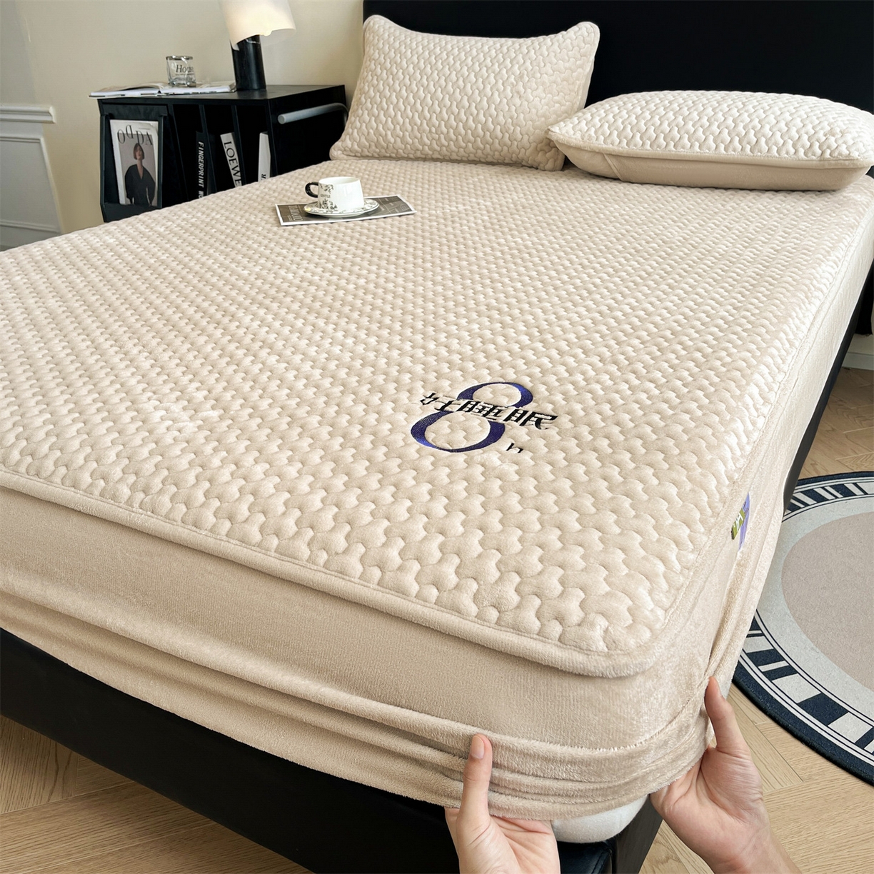 91家纺网 家纺一手货源 找家纺 （总）居眠 2025新款绒-时安-牛奶绒夹棉床笠