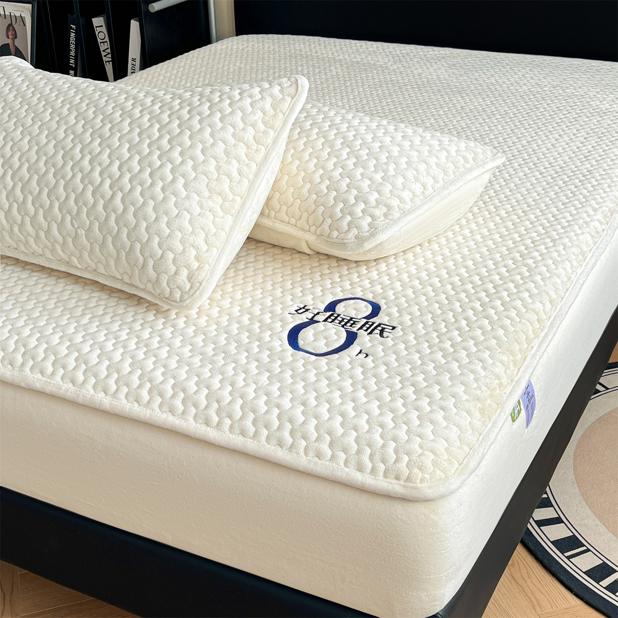 91家纺网 家纺一手货源 找家纺 居眠 2025新款绒-时安-牛奶绒夹棉床笠 绒-时安-白